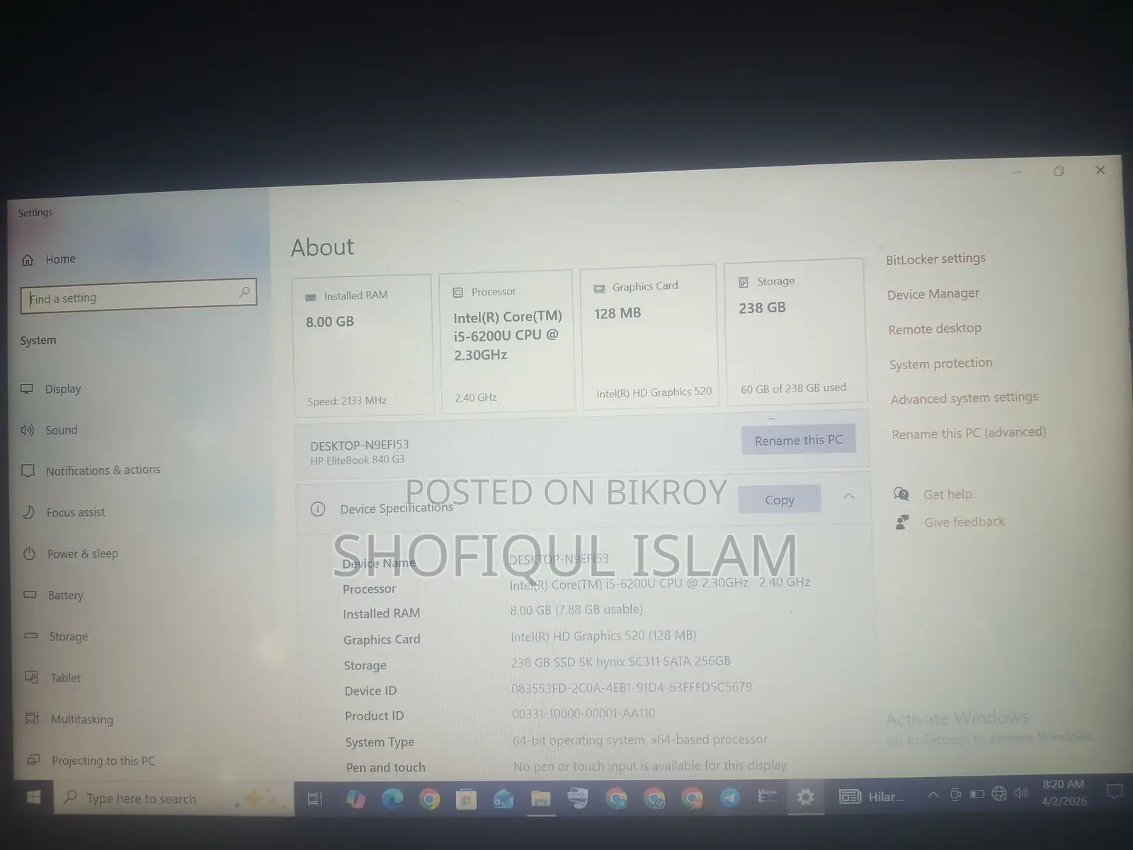 HP Laptop for sale