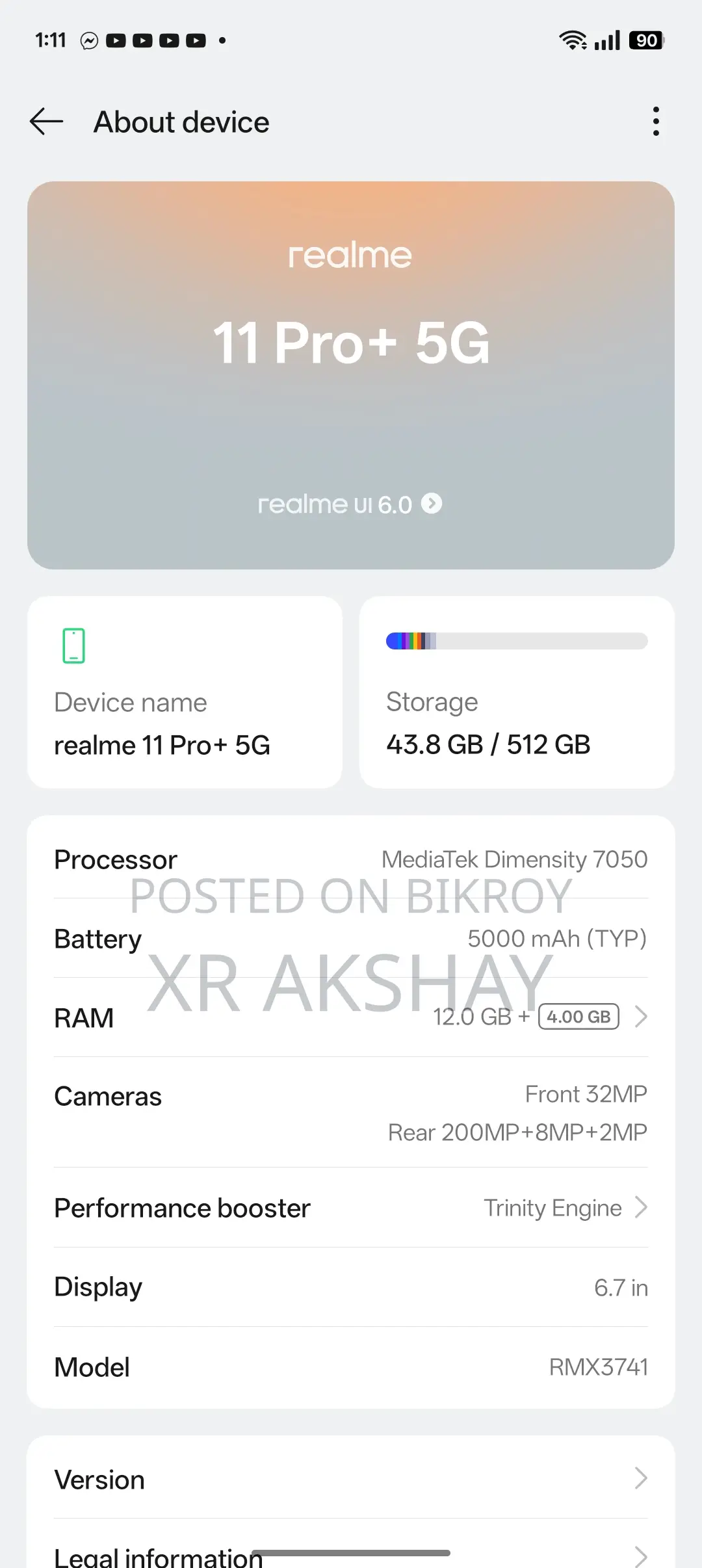 Realme 11 Pro+ fresh (Used)