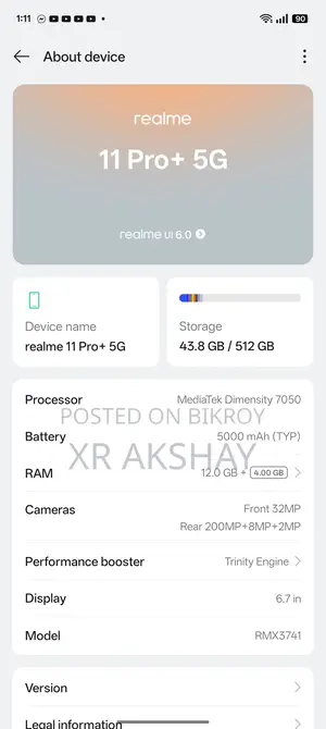 Realme 11 Pro+ fresh (Used)