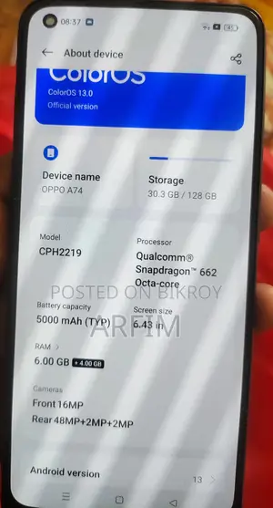 OPPO A74 . (Used)