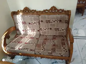 Teak Wood 5-Seater Sofa with Wooden Tea Table.