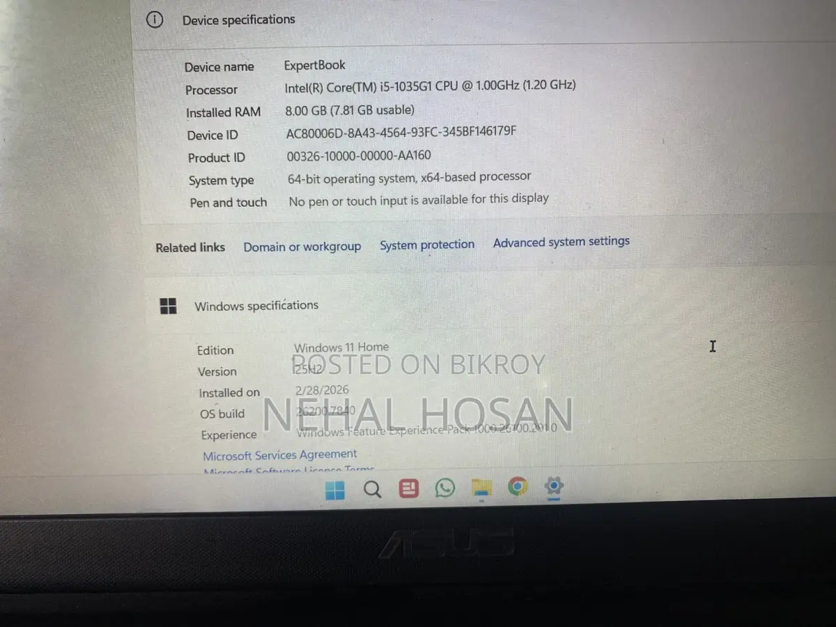 Asus ExpertBook P1 P1410CJA |i5 10th Gen | 8GB RAM|1TB HDD|Fingerprint