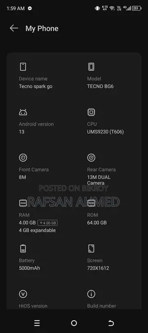 Tecno Spark Go Good (Used)