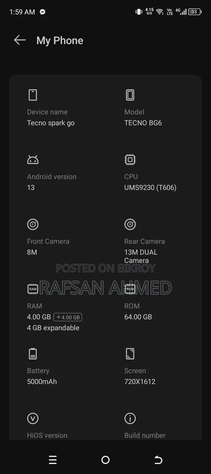 Tecno Spark Go Good (Used)
