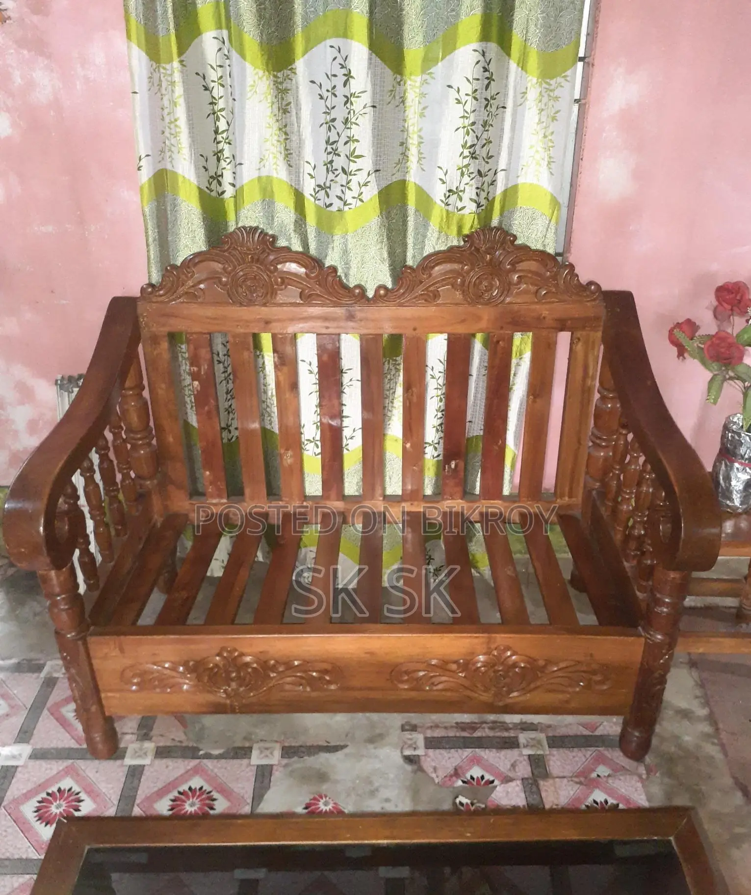 5-Seat Sofa Like New Akashmoni Wood