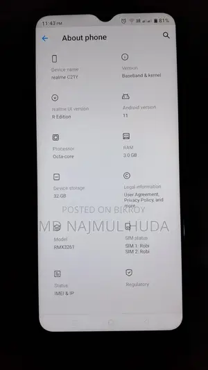 Realme C21Y . (Used)