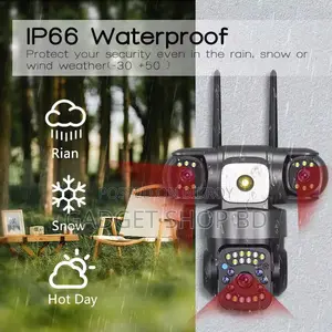 Three Lens 4G Sim Full HD 6MP Outdoor Waterproof IP Camera V380 Pro