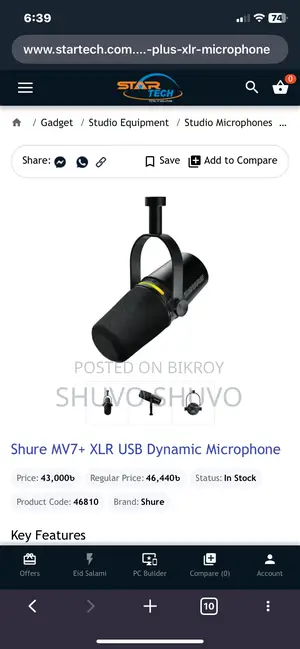 Shure Mv7+ Podcast Microphone 2pc