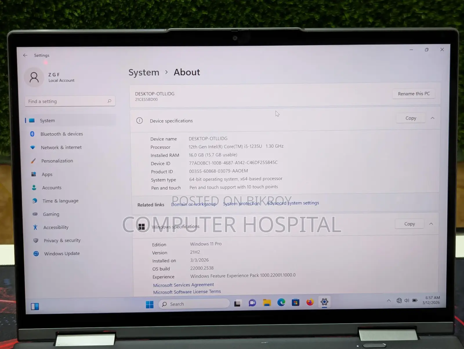 Eid Offer_Lenovo Thinkpad X1 Yoga _Core i5 12th Gen | RAM~16GB SSD~1TB