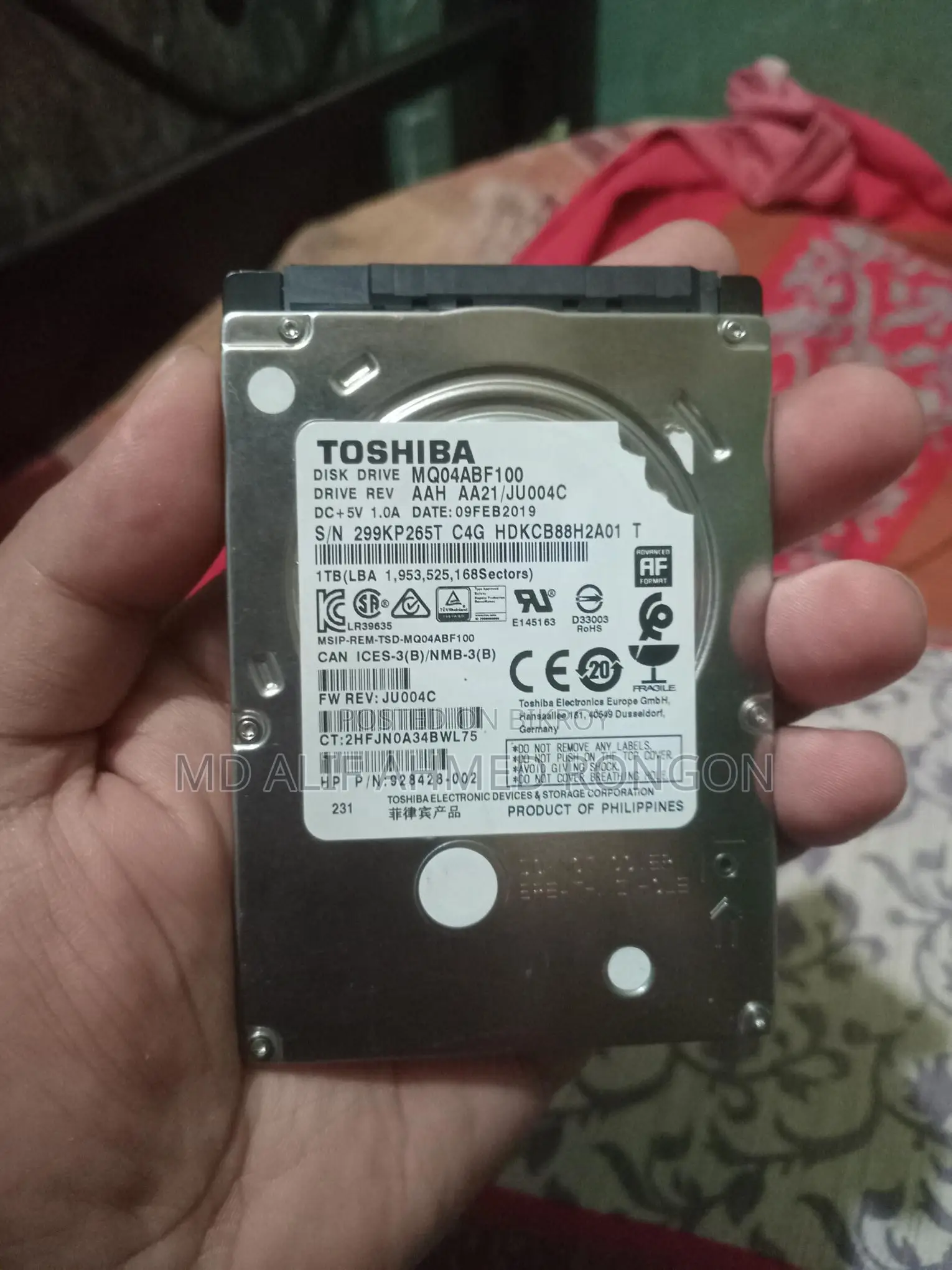 1TB Laptop Hard Drive 100% Health