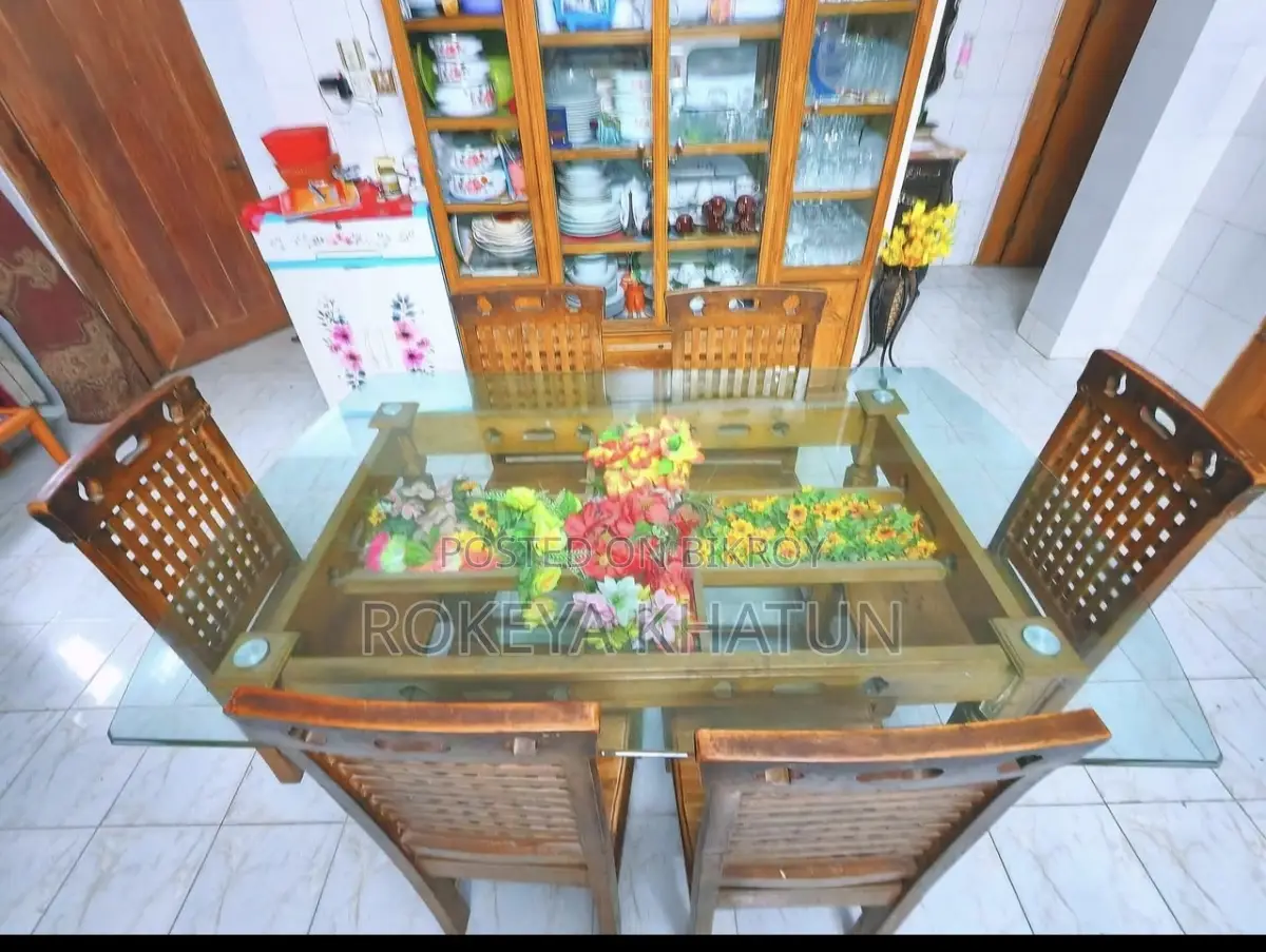 6-Chair Dining Table Made of Chittagong Teak Wood