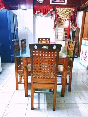 6-Chair Dining Table Made of Chittagong Teak Wood