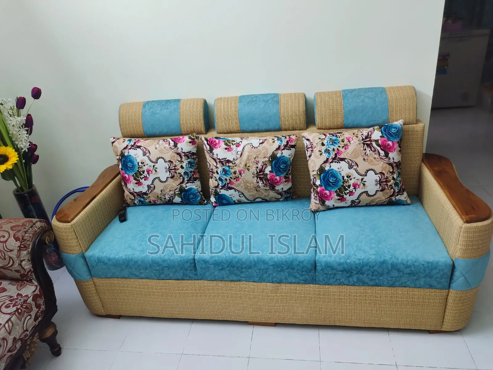 Teak wood sofa for sale.