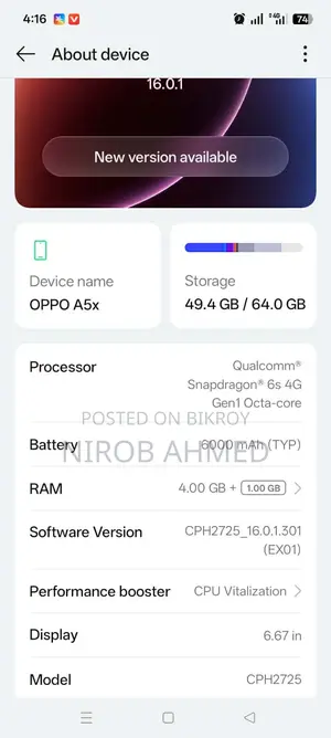 OPPO A5x 2025 (Used)