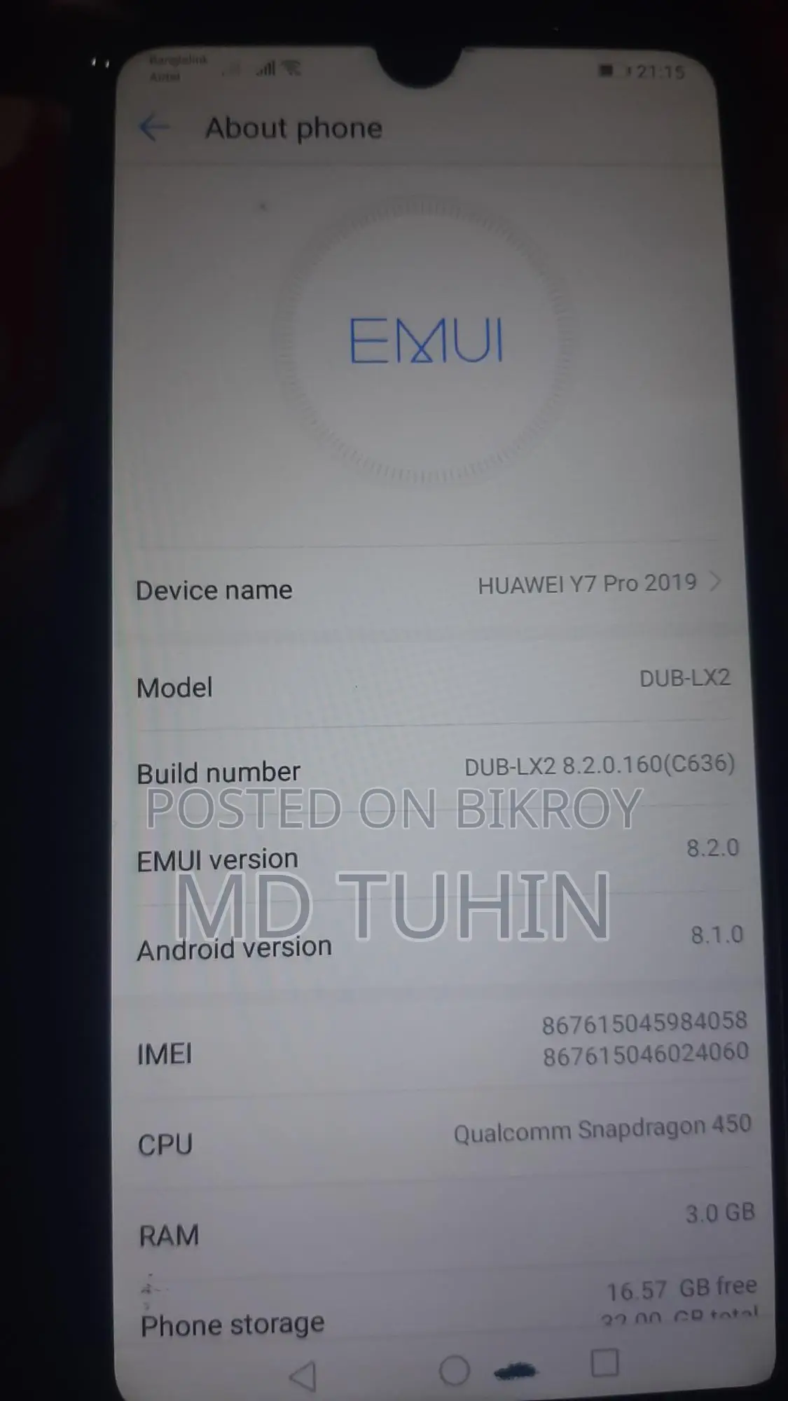 Huawei Y7 Prime (Used)