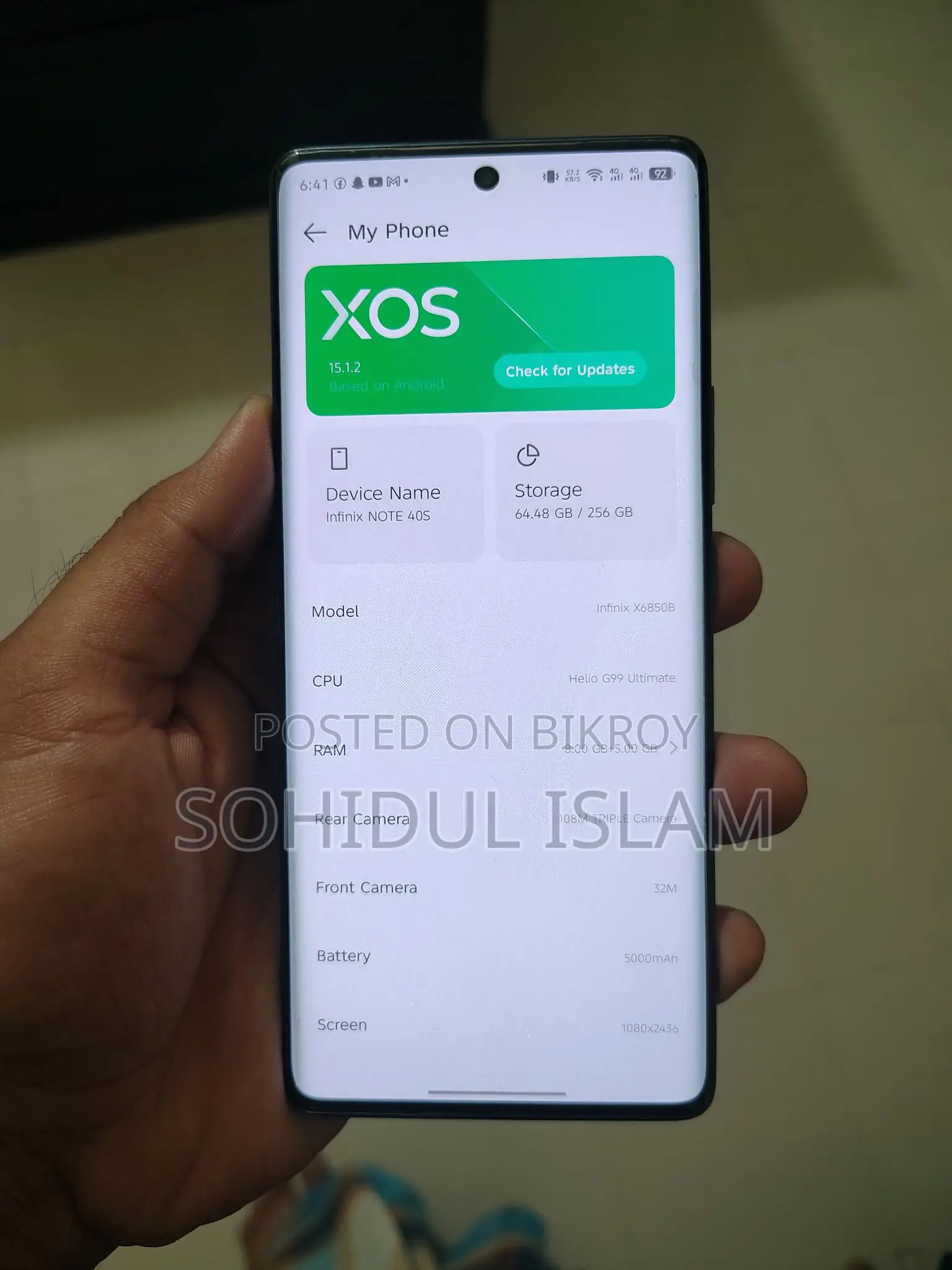 Infinix Note 40s 8 GB RAM, 256 GB ROM (Used)