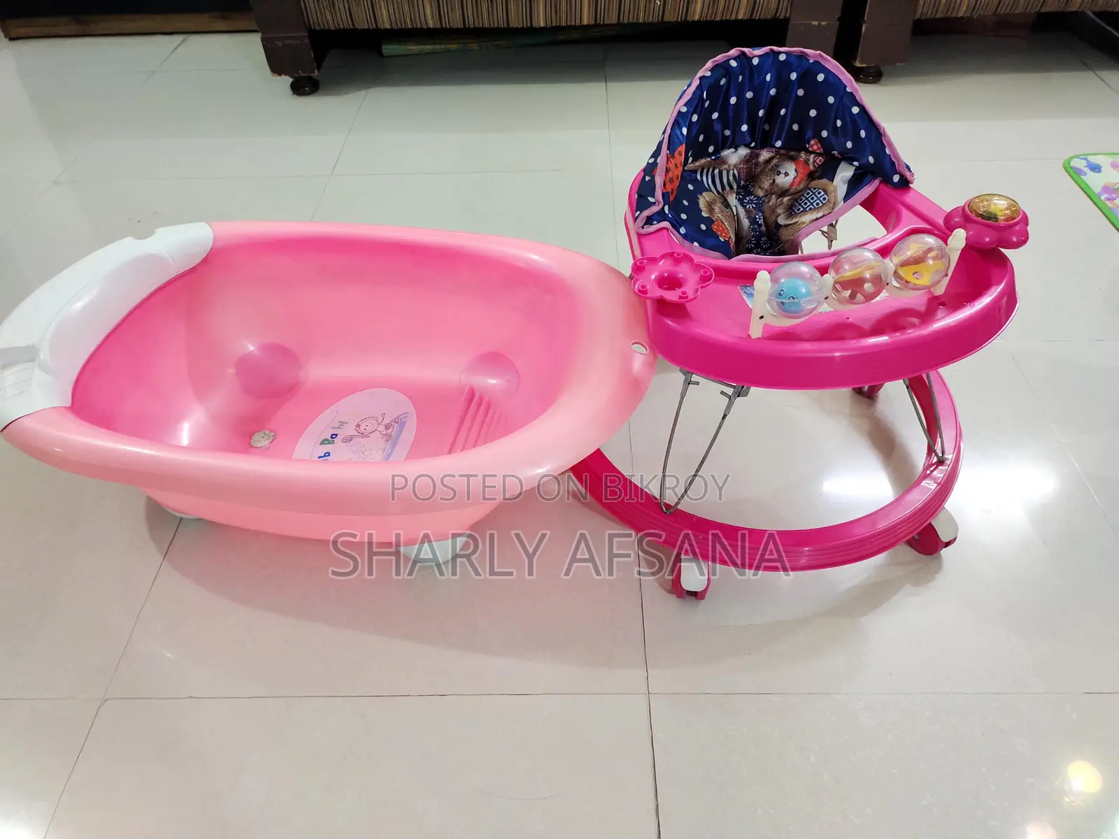 Kid's walker, bathtub, and mini table combo for sale!
