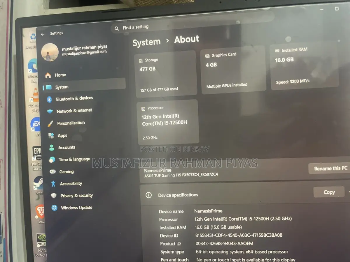 Tuf Fx507zc4 laptop for sale