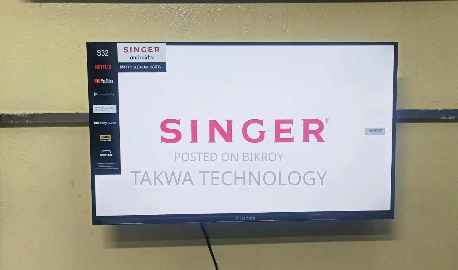 SINGER-32" Inch Android Frameless Voice Control TV