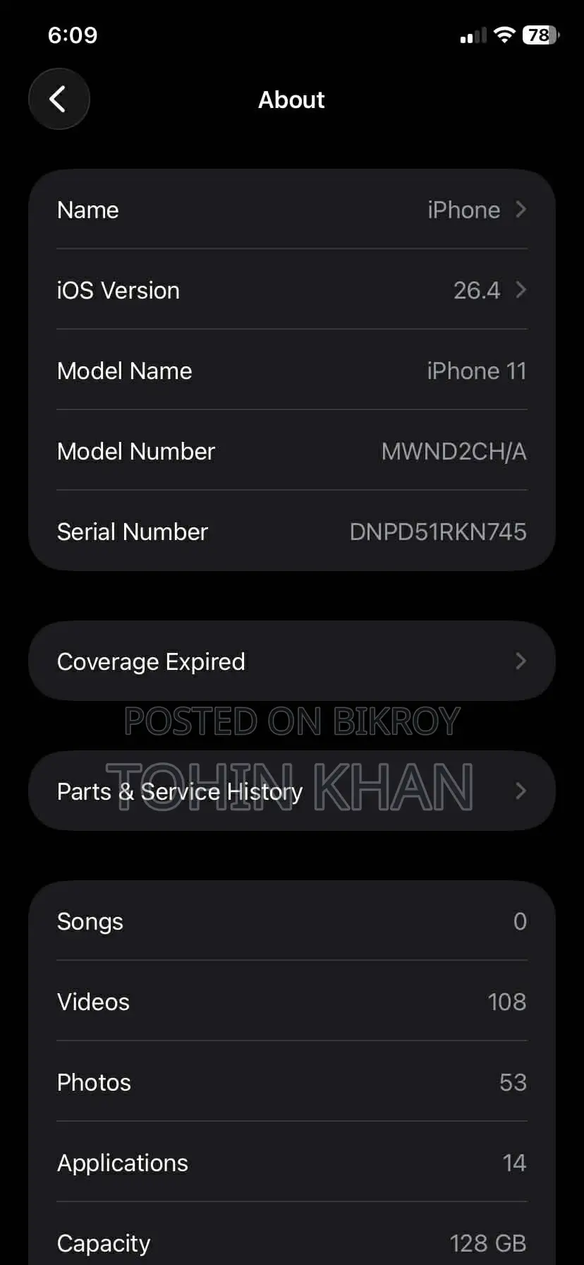 Apple iPhone 11 128 (Used)