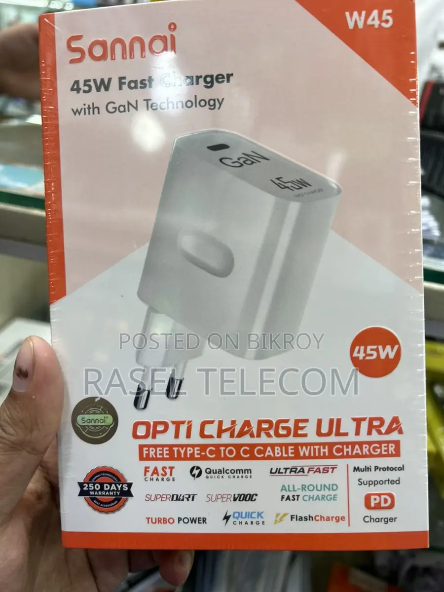 Sannai 45W GaN Fast Charger with Type-C to C Cable