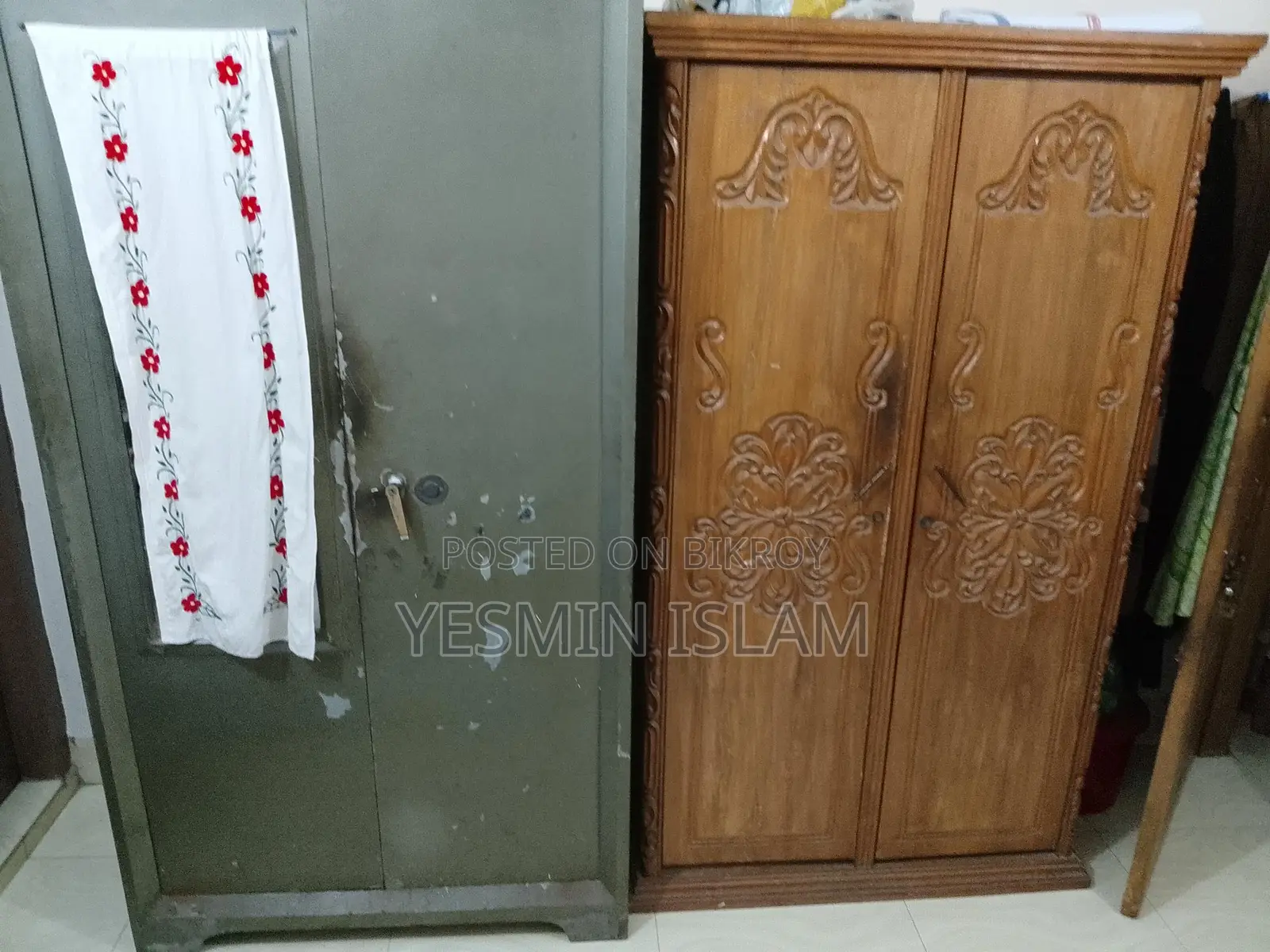 Teak Wood Wardrobe and 1 Steel Wardrobe