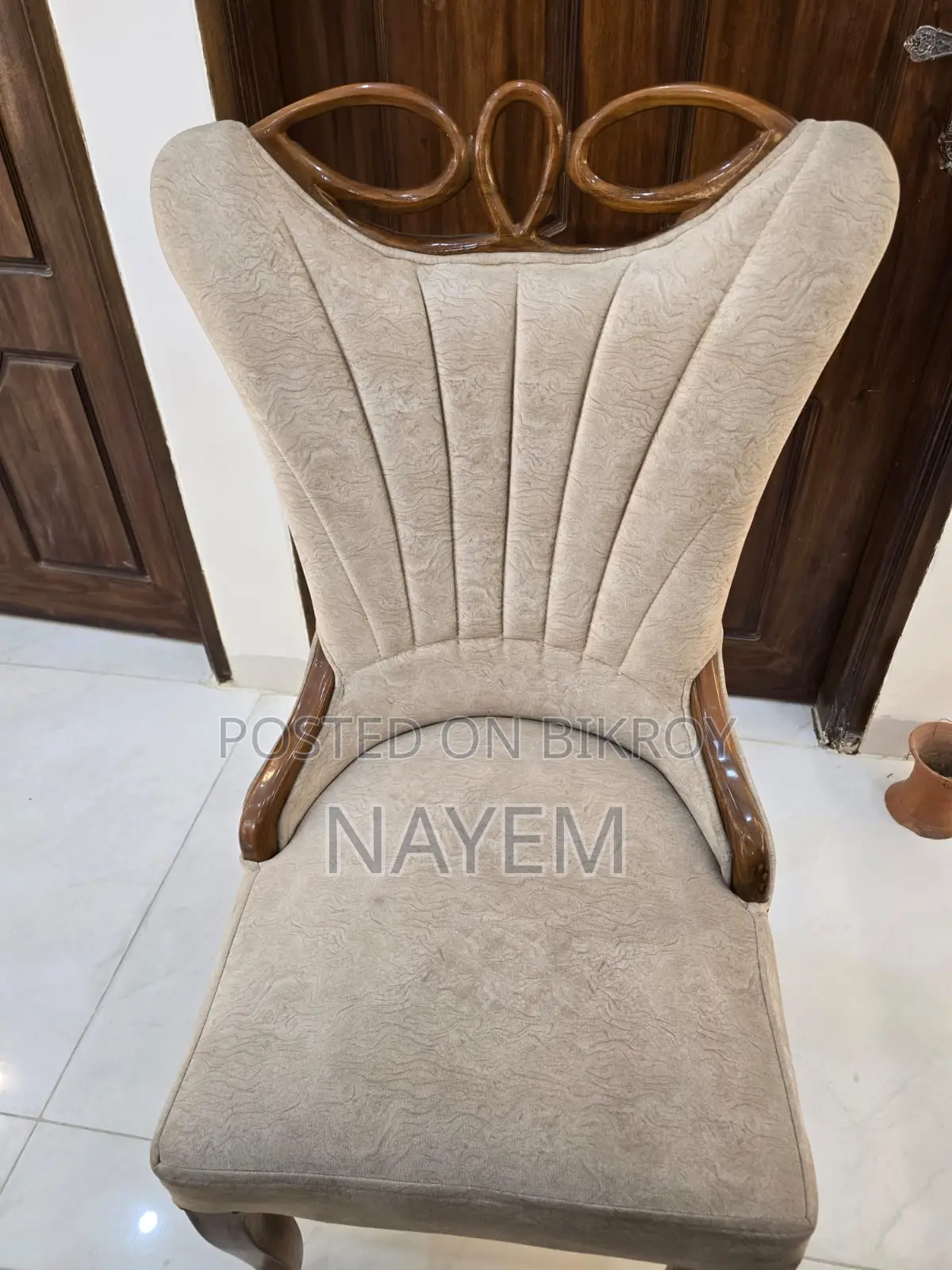 6 Chair Shegun Wood Marble Table