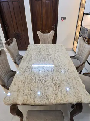 6 Chair Shegun Wood Marble Table
