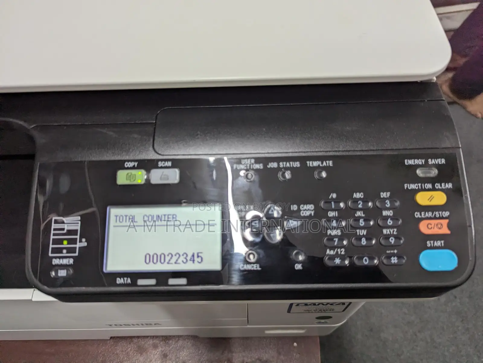Toshiba 2323am: Fresh machine with duplex and network printing.