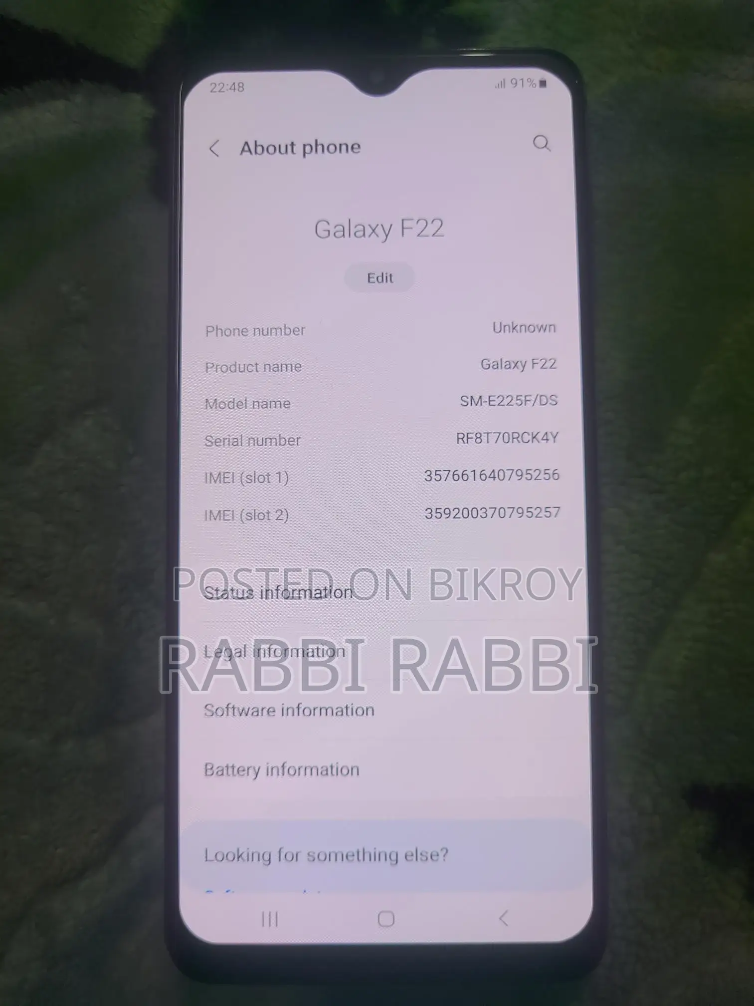 Samsung Galaxy F22 6+128 (Used)
