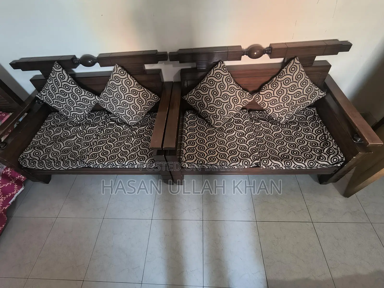 2 Sets of Malaysian Wood Board Sofas
