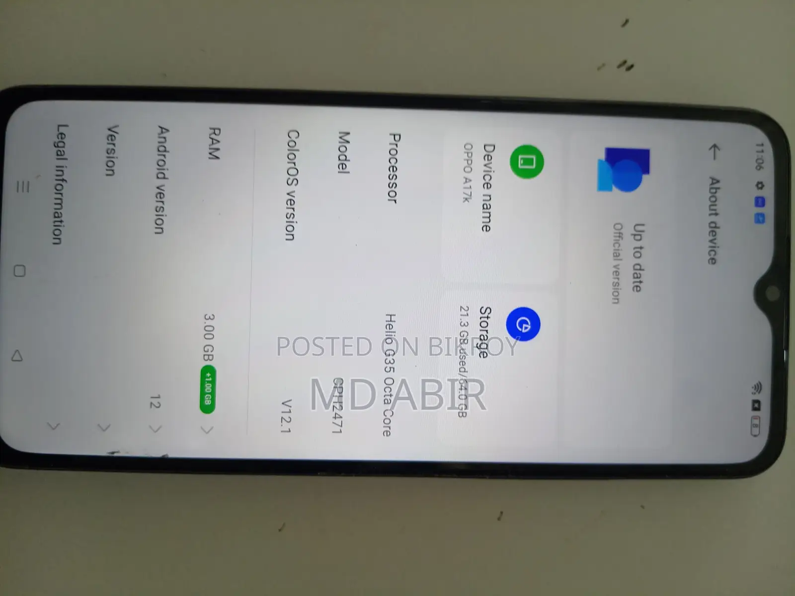 OPPO A17k ৩/৬৪ (ব্যবহৃত)