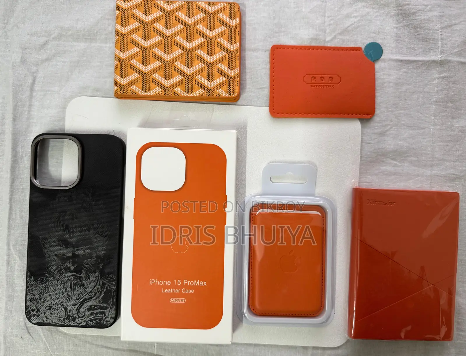 iPhone 15 Pro Max Leather Case Orange Edition Bundle