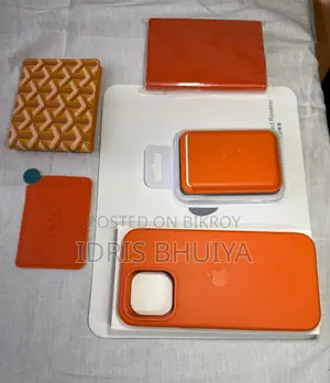 iPhone 15 Pro Max Leather Case Orange Edition Bundle