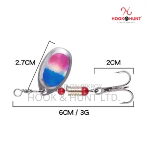 10 Pcs Spinning Spoon Lure 6cm 3g | Metal Hook & Hunt