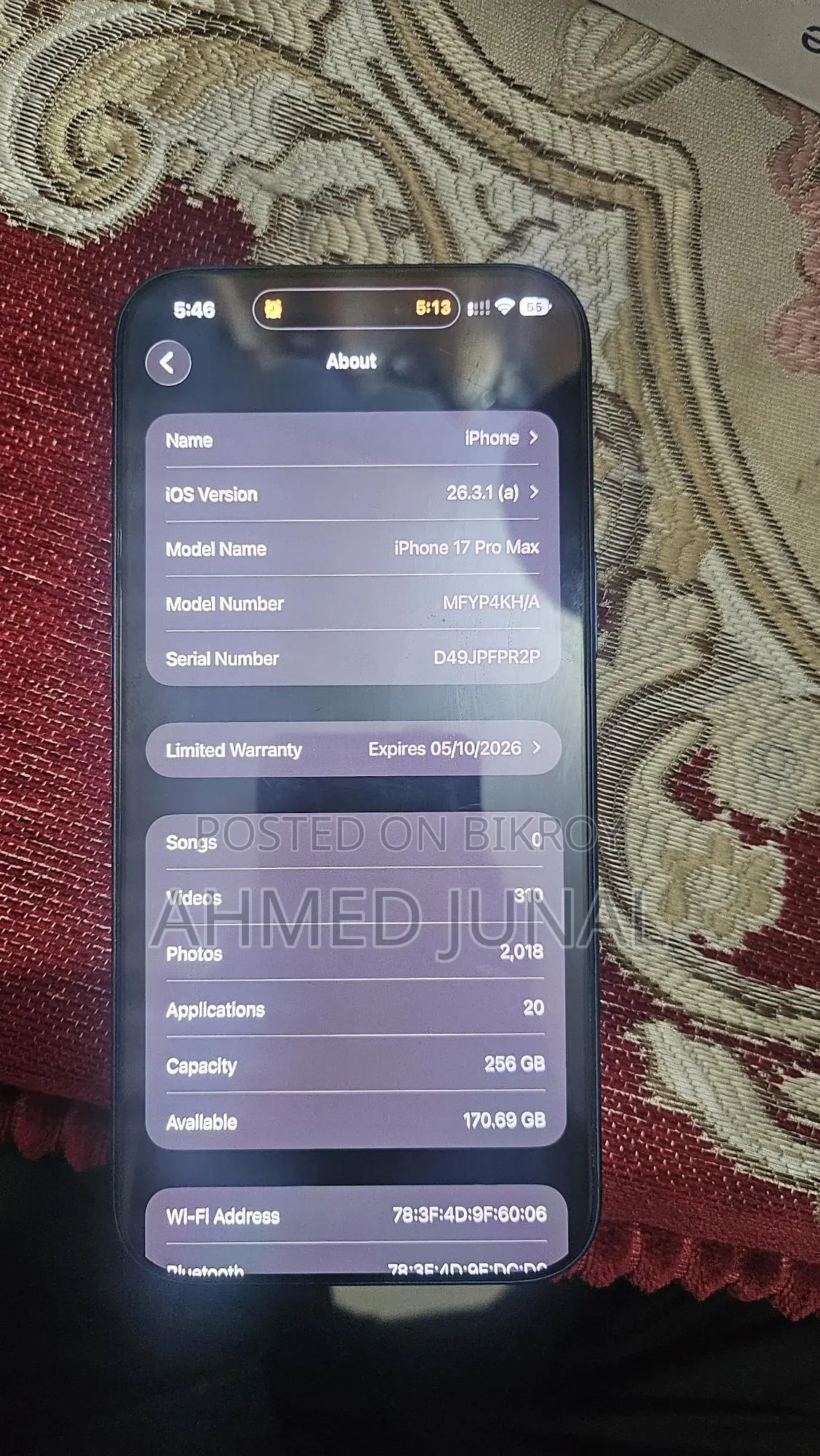 Apple iPhone 17 Pro Max Variant: Hong Kong (Used)