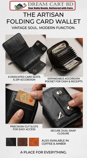 Titan Accordion Card Wallet For Men - Genuine Leather Holder