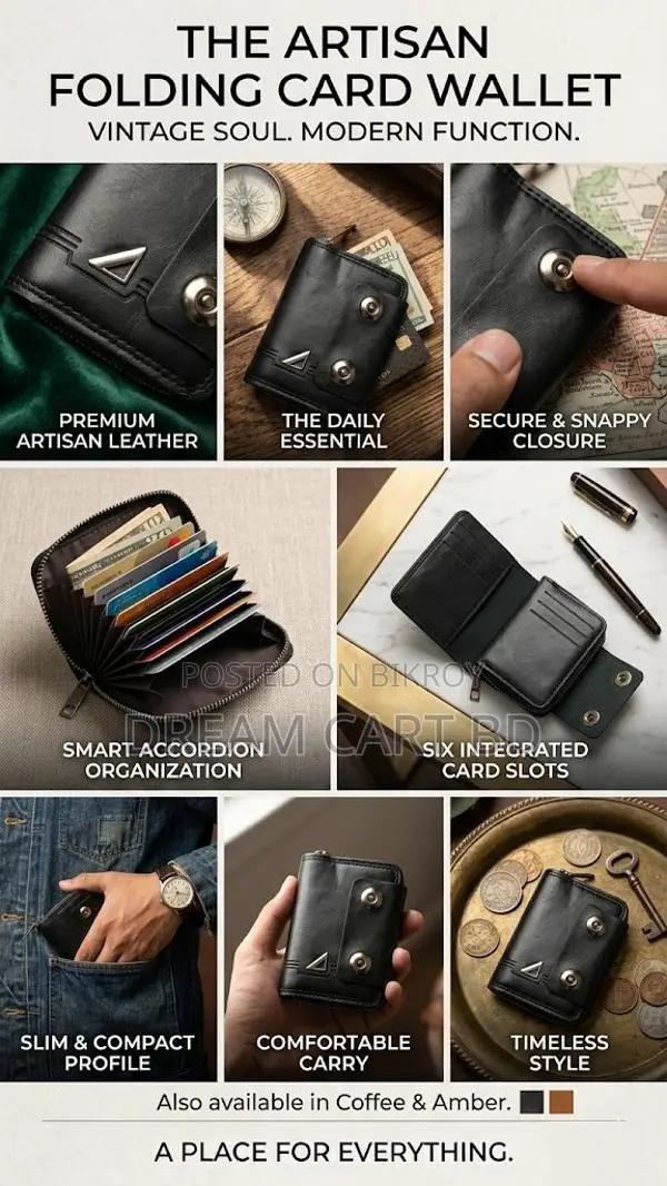 Titan Accordion Card Wallet For Men - Genuine Leather Holder