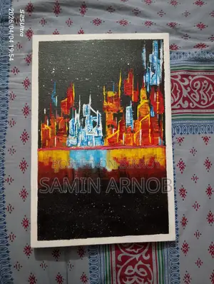 আক্রেলিক এবস্ট্রাক্ট শহর পেইন্টিং
