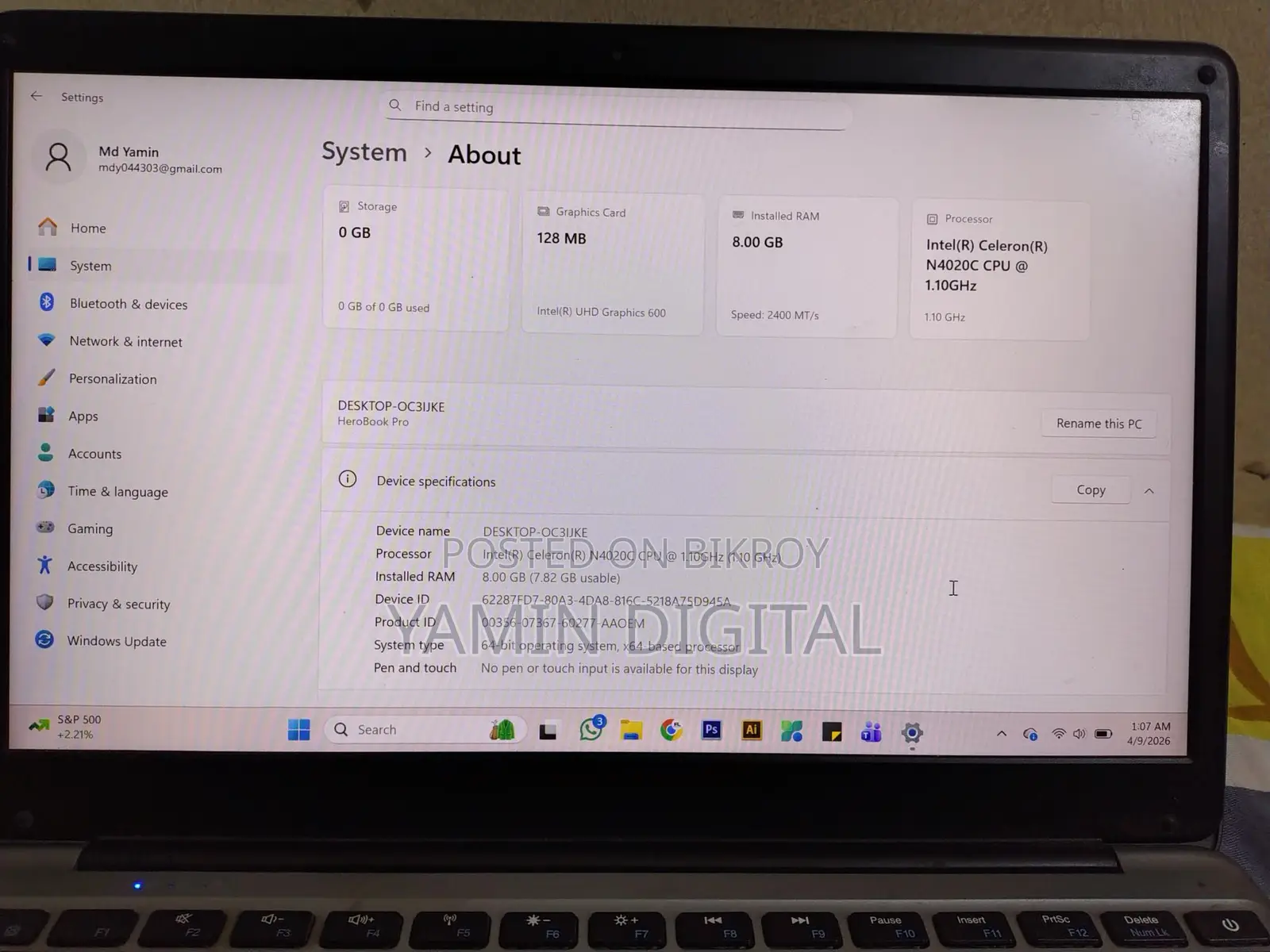 Chuwi Herobook Pro Laptop | 8GB RAM Fresh Condition Urgent Sale