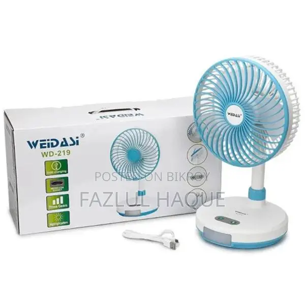 Weidasi WD-219 Rechargeable Table Fan with LED
