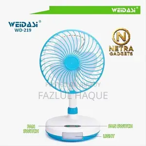 Weidasi WD-219 Rechargeable Table Fan with LED