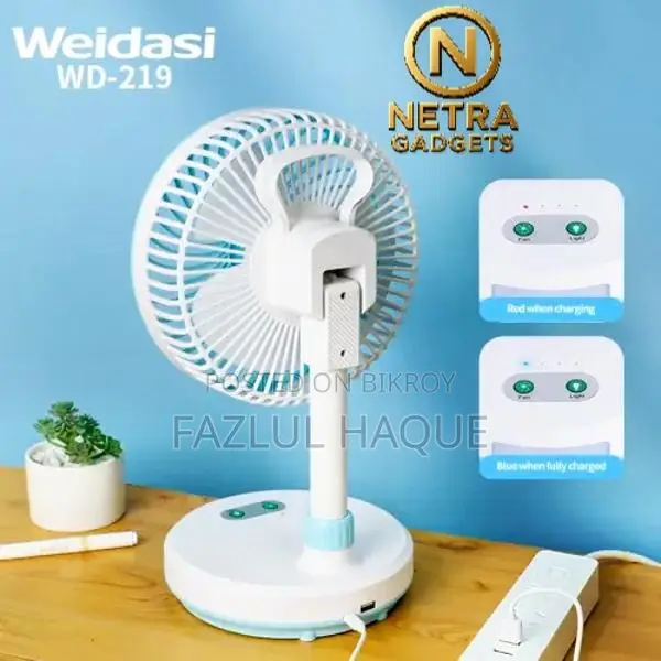 Weidasi WD-219 Rechargeable Table Fan with LED
