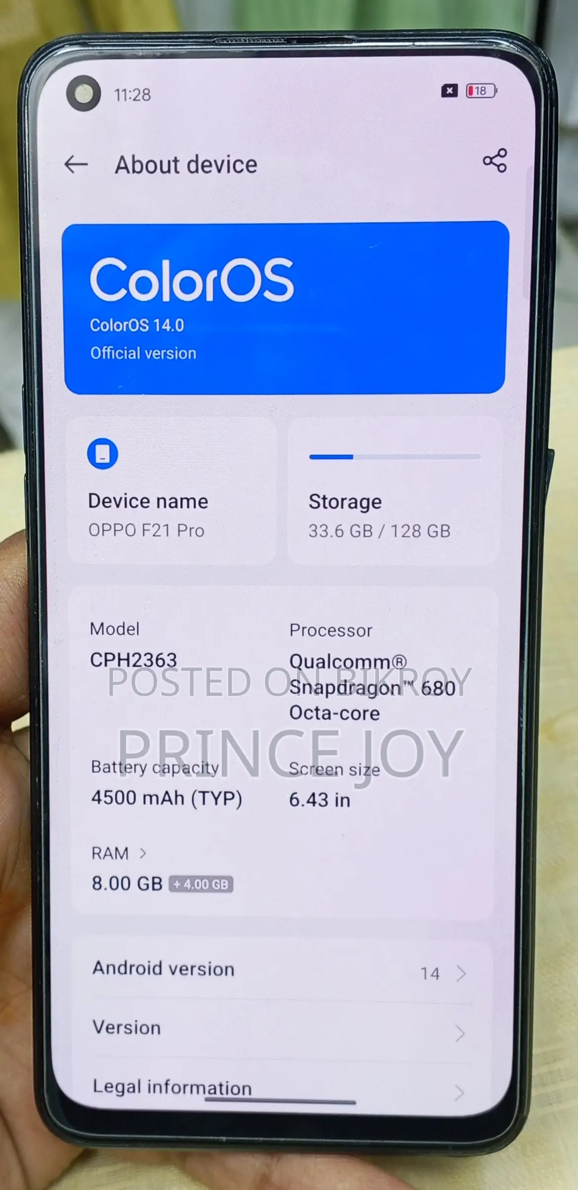 ওপ্পো এফ২১ প্রো , (ব্যবহৃত)