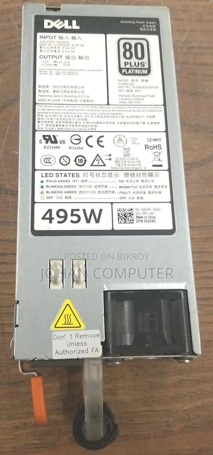 Dell 495w F495e-s0 Power Supply For Server