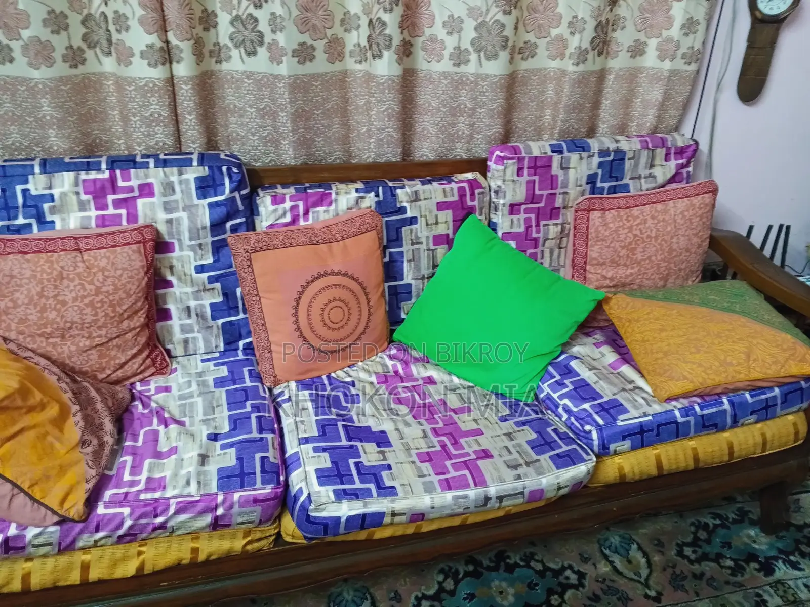 Five-piece sofa set. Made of Teak wood.