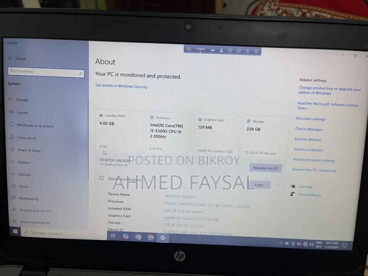 HP Elite Book 840 G2 i5 5th gen