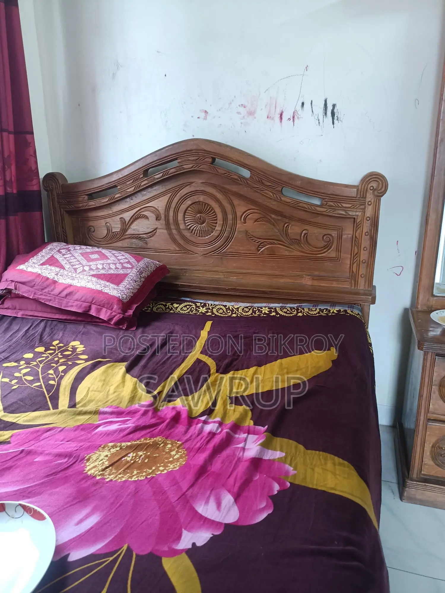 চিটাগাং সেগুন কাঠের খাট (double Bed)