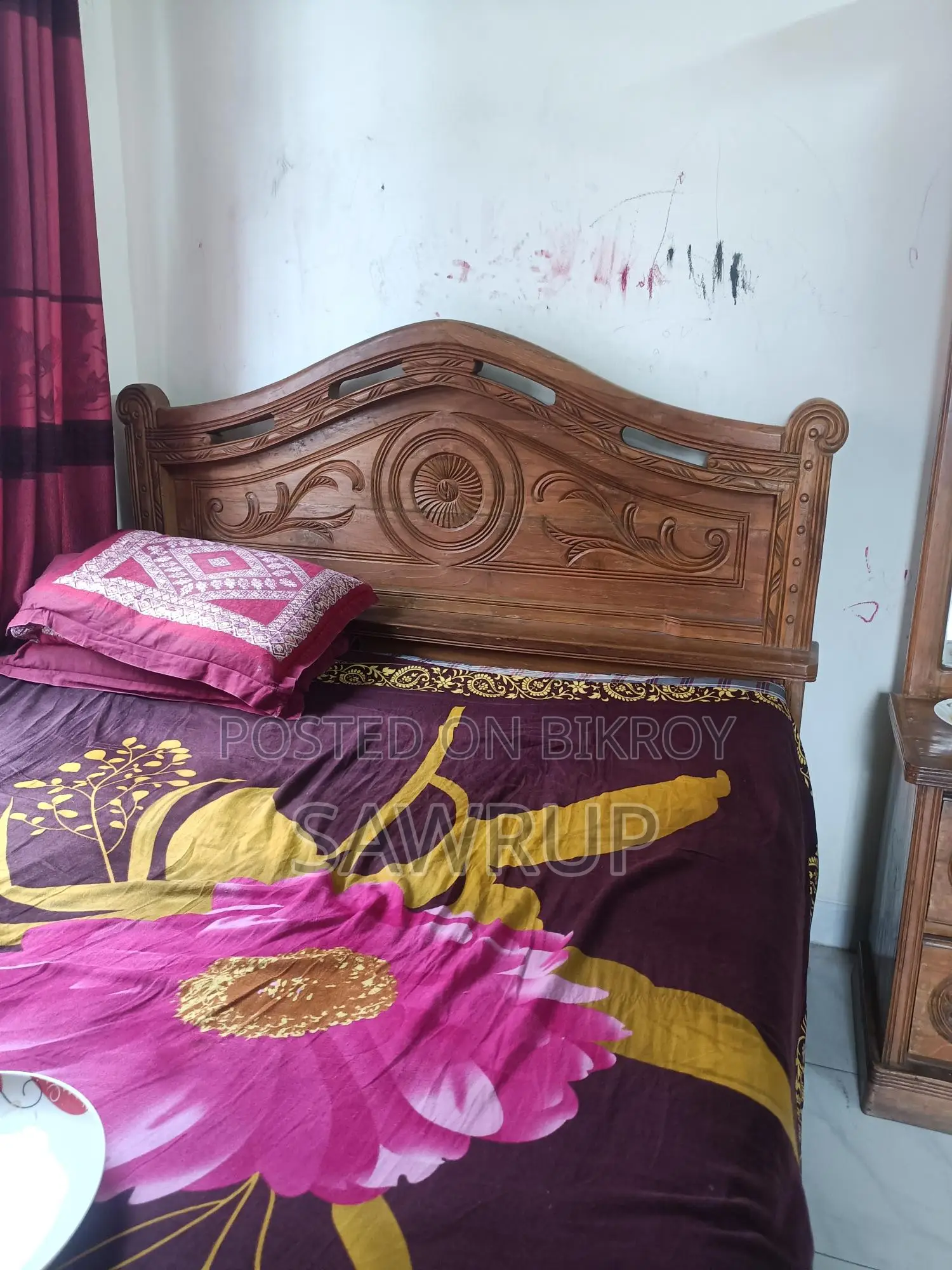চিটাগাং সেগুন কাঠের খাট (double Bed)