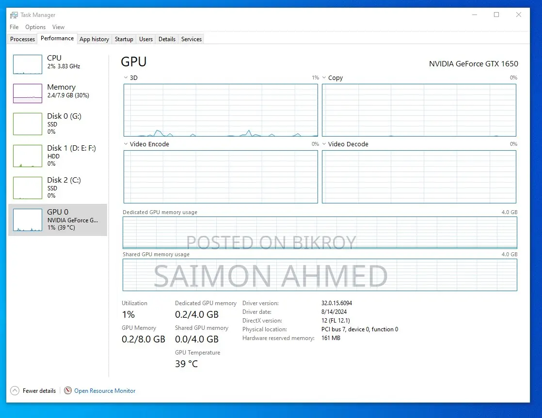 Desktop Computer 8GB AMD Ryzen 5 HDD+SSD 2T
